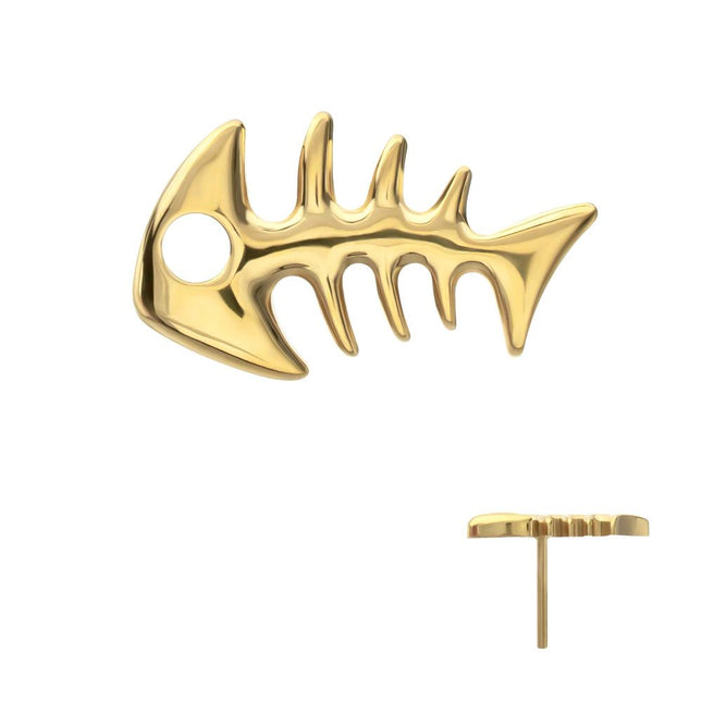 Invictus 24Kt Gold PVD Titanium Threadless Low Profile 3D Fishbone Top