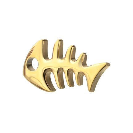 Invictus 24Kt Gold PVD Titanium Threadless Low Profile 3D Fishbone Top