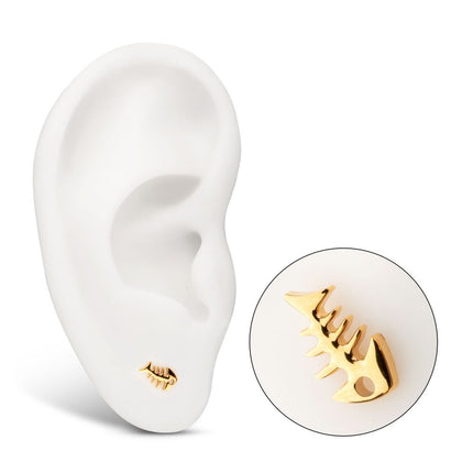 Invictus 24Kt Gold PVD Titanium Threadless Low Profile 3D Fishbone Top