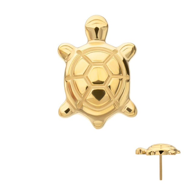 Invictus 24Kt Gold PVD Titanium Threadless Low Profile 3D Corrugated Land Turtle Top