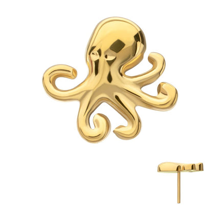 Invictus 24Kt Gold PVD Titanium Threadless Low Profile 3D Octopus Top