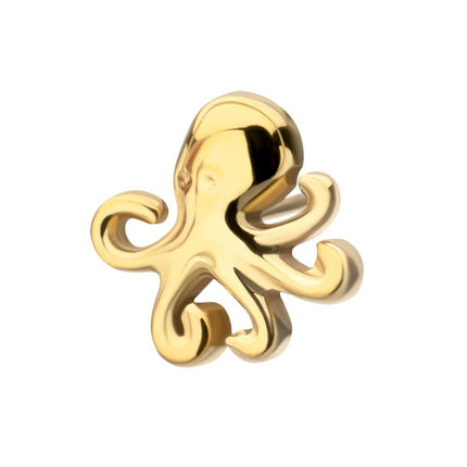 Invictus 24Kt Gold PVD Titanium Threadless Low Profile 3D Octopus Top