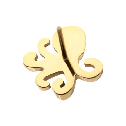 Invictus 24Kt Gold PVD Titanium Threadless Low Profile 3D Octopus Top