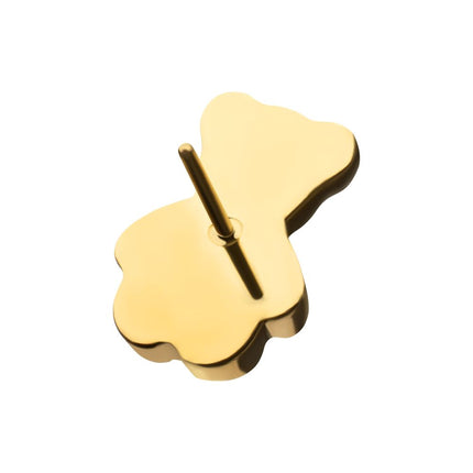 Invictus 24Kt Gold PVD Titanium Threadless Prong Set Gem Teddy Bear Top