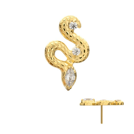 Invictus 24kt Gold PVD Titanium Threadless Textured Snake Gem Top