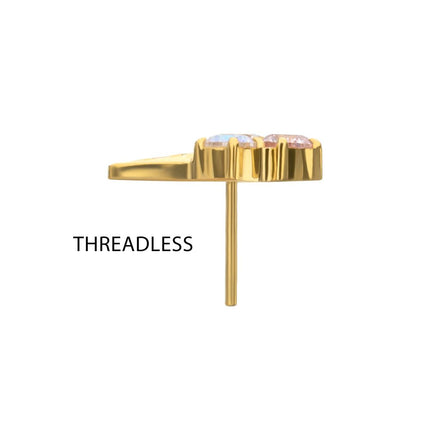 Invictus 24kt Gold PVD Titanium Threadless Prong Set Multi-Gem Ice Cream with Cone Top