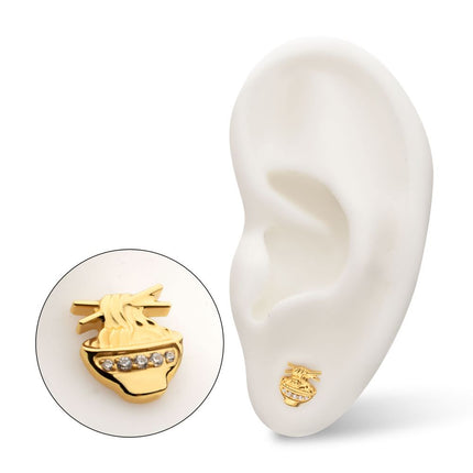 Invictus 24Kt Gold PVD Titanium Threadless Pave Gem Ramen Top