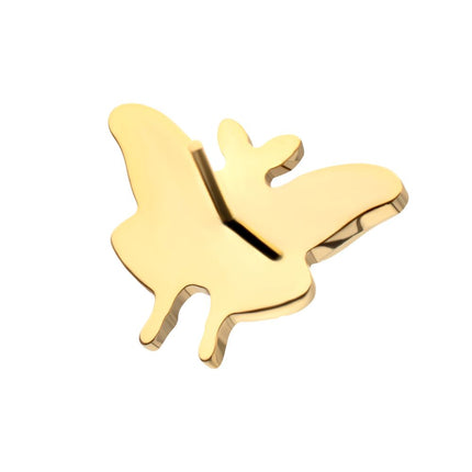 Invictus 24kt Gold PVD Titanium Threadless Prong Set Gem Luna Moth Top
