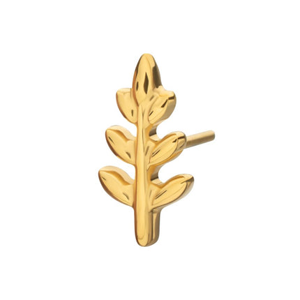 Invictus 24kt Gold PVD Titanium Threadless Fern Leaf Top