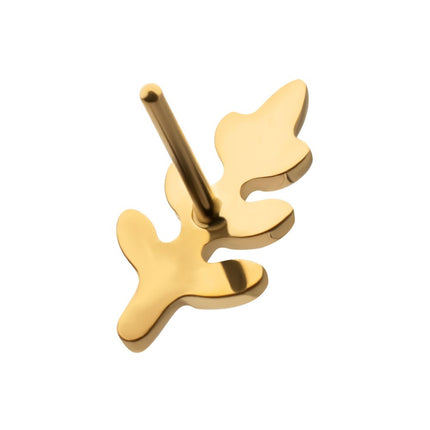Invictus 24kt Gold PVD Titanium Threadless Fern Leaf Top