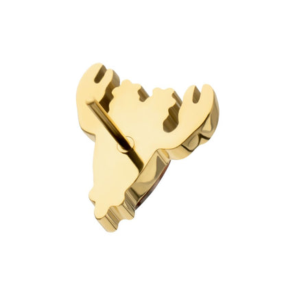 Invictus 24kt Gold PVD Titanium Threadless Prong Set Gem Lobster Top