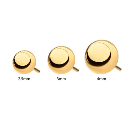 Invictus 24Kt Gold PVD Titanium Threadless Dome Top
