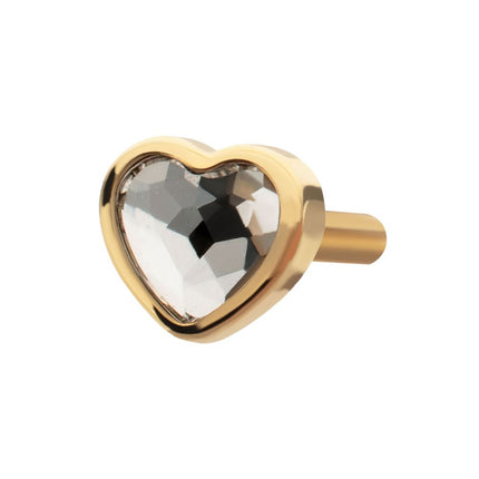 Invictus 24Kt Gold PVD Titanium Threadless 4mm Bezel Heart Gem Back Duality Labret (Base Only)