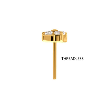 Invictus 24Kt Gold PVD Titanium Threadless Low Profile Quadra Top