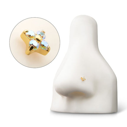 Invictus 24Kt Gold PVD Titanium Threadless Low Profile Quadra Top