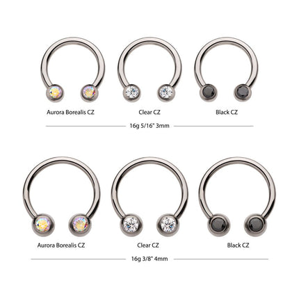 Invictus Titanium Internally Threaded Forward Facing Bezel Set Round Gem Circular Barbell