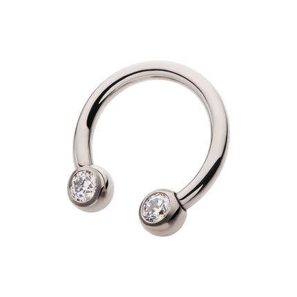 Invictus Titanium Internally Threaded Forward Facing Bezel Set Round Gem Circular Barbell