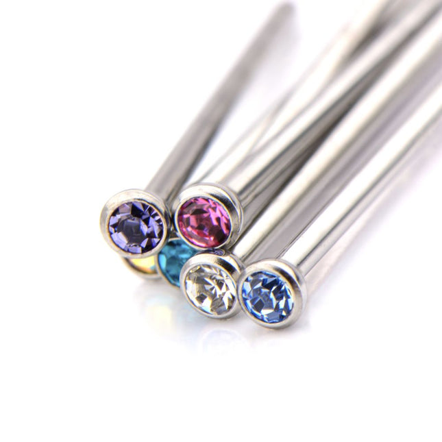 Invictus Titanium 2.5mm Bezel Set Preciosa Gem Nose Pin