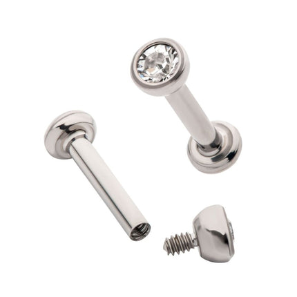 Invictus 18g Titanium Internally Threaded 2.5mm Base and Bezel Set Swarovski Crystal Micro Labret