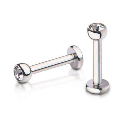 Invictus 18g Titanium Internally Threaded 4mm Base and Bezel Set Swarovski Crystal Micro Labret