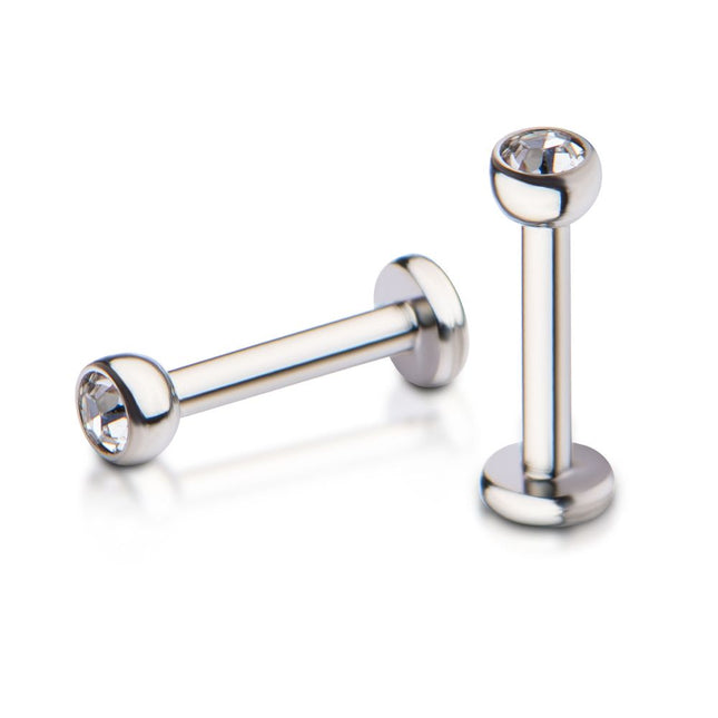 Invictus 18g Titanium Internally Threaded 4mm Base and Bezel Set Swarovski Crystal Micro Labret