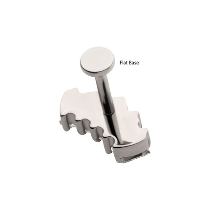 Invictus Titanium Internally Threaded Flat Base Labret with Prong Set Baguette CZ 5-Cluster Fan Shape Top