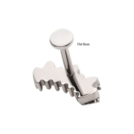 Invictus Titanium Internally Threaded Flat Base Labret with Prong Set Baguette CZ 7-Cluster Fan Shape Top