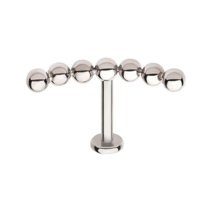 Invictus Titanium Internally Threaded Flat Base Labret with 7-Cluster Bead Top