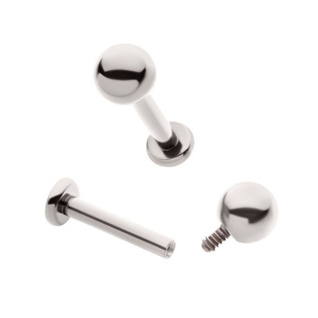 Invictus Titanium Internally Threaded Labret with 2.5mm Base and 3mm Ball