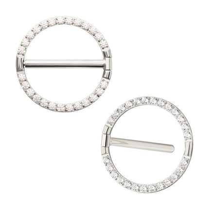 Invictus Titanium CNC Set Gem Nipple Clicker Ring | Sold by piece