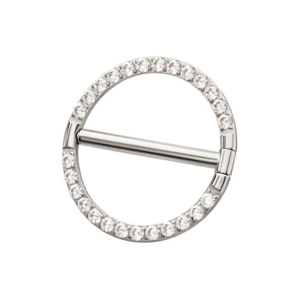 Invictus Titanium CNC Set Gem Nipple Clicker Ring | Sold by piece