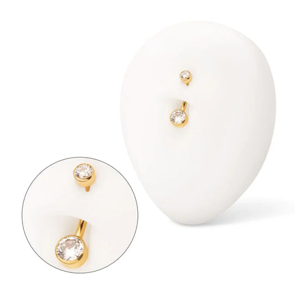 Invictus 24Kt Gold PVD Titanium Internally Threaded Double Bezel Round with Smooth Rounded Back & Fixed Bottom Navel