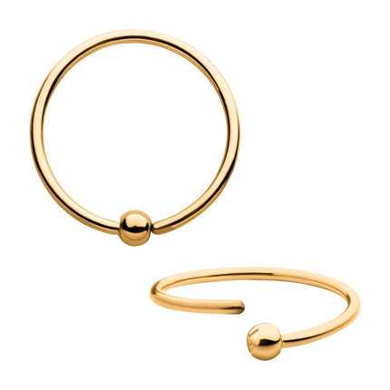 Invictus 24Kt Gold PVD Titanium Captive Bead Ring with Attached Ball