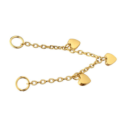 Invictus 24Kt Gold PVD Titanium Triple Heart Rolo Chain Dangle