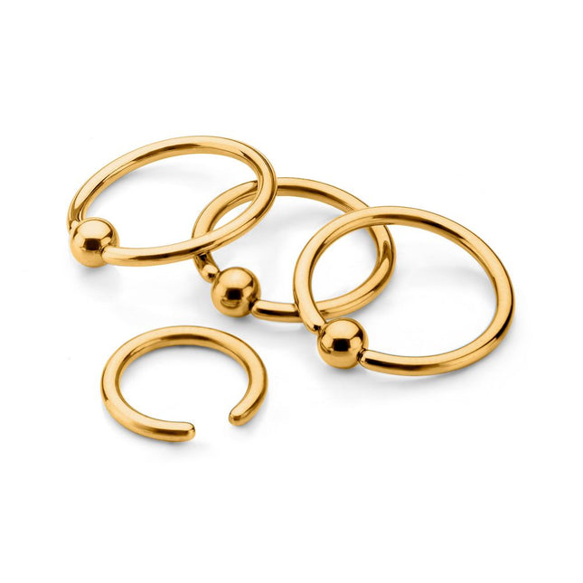 Invictus 24KT Gold PVD Titanium Basic Captive Bead Ring