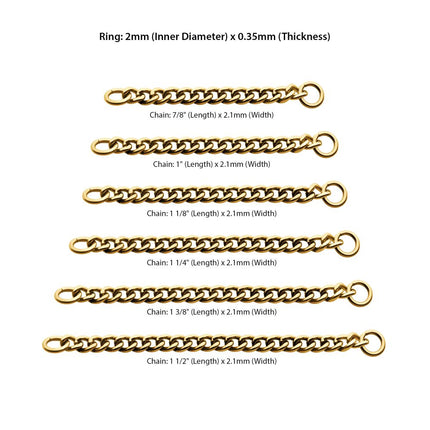 Invictus 24Kt Gold PVD Titanium 2.1mm Curb Chain with 2 Rings