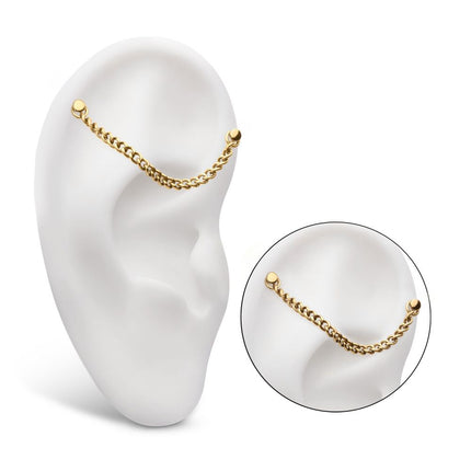 Invictus 24Kt Gold PVD Titanium 2.1mm Curb Chain with 2 Rings