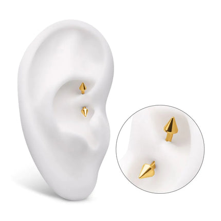 Invictus 24KT Gold PVD Titanium Internally Threaded Spike End Curved Barbell