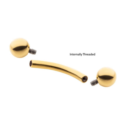 Invictus 24KT Gold PVD Titanium Internally Threaded Curved Barbell