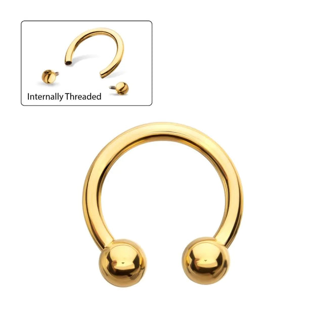 Invictus 24KT Gold PVD Titanium Internally Threaded Circular Barbell
