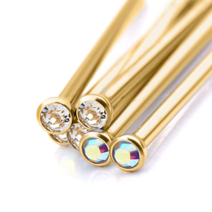 Invictus 24Kt Gold PVD Titanium Bezel Set CZ Nose Pin