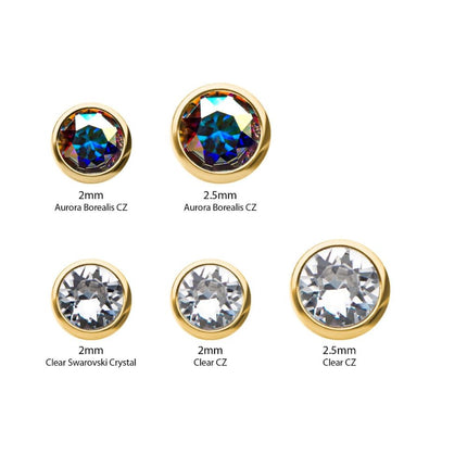 Invictus 24Kt Gold PVD Titanium Bezel Set CZ Nose Pin
