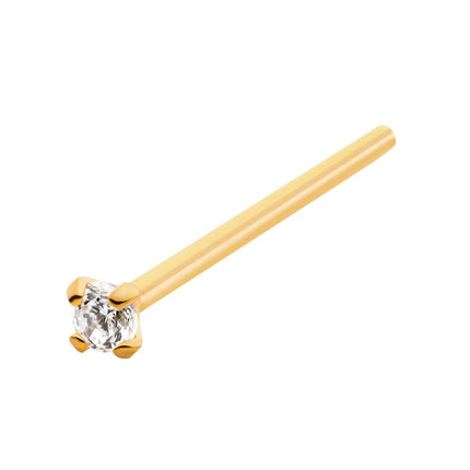Invictus 24KT Gold PVD Titanium 4-Prong Set Gem Nose Pin