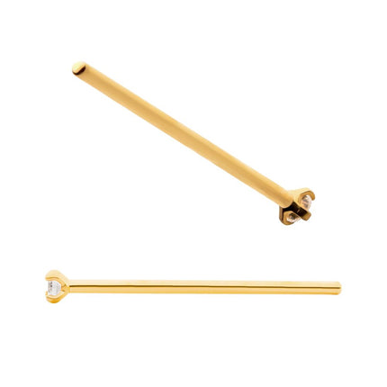 Invictus 24KT Gold PVD Titanium 4-Prong Set Gem Nose Pin