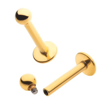 Invictus 24KT Gold PVD Titanium Internally Threaded Labret