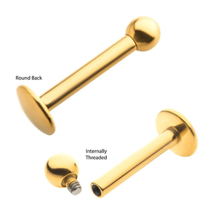 Invictus 24KT Gold PVD Titanium Internally Threaded Labret