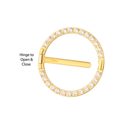 Invictus 24Kt Gold PVD Titanium CNC Set Gem Nipple Clicker Ring | Sold by piece