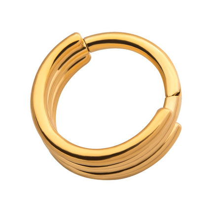 Invictus 24KT Gold PVD Titanium Triple Stack Design Side Facing Hinged Segment Clicker