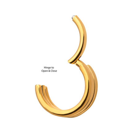 Invictus 24KT Gold PVD Titanium Triple Stack Design Side Facing Hinged Segment Clicker
