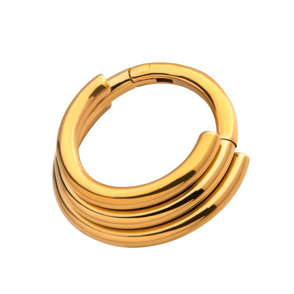 Invictus 24KT Gold PVD Titanium Triple Stacked Side Facing Hinged Segment Clicker